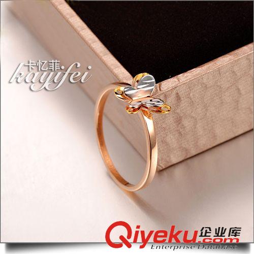 戒指 18K彩金女款戒指 送兒女可愛蝴蝶尾戒 zpGAu750閃亮新戒環(huán)包郵
