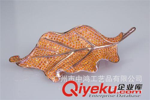 胸針 楓葉形鑲鉆胸針 奢華時尚氣質女款胸針 歐美潮流dp飾品原始圖片2