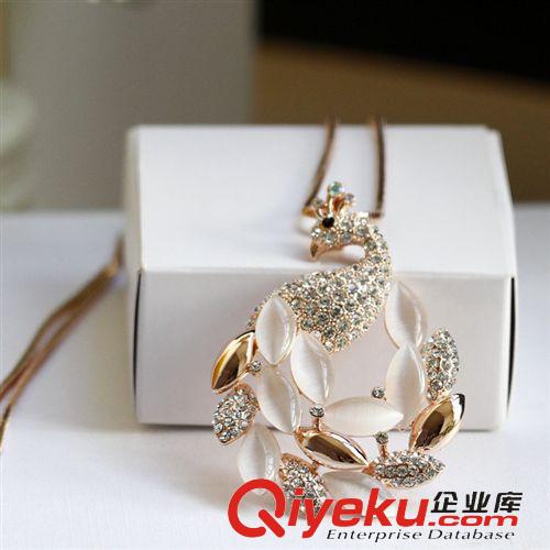 短項鏈/鎖骨鏈 gd專柜孔雀貓眼石水晶鉆長款百搭時尚dp裝飾項鏈毛衣鏈掛鏈