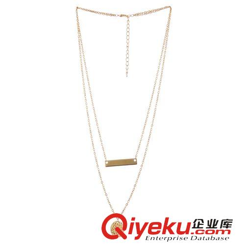 2015.01新品 歐美外貿(mào)首飾 簡(jiǎn)約長(zhǎng)方形圓形掛牌雙層項(xiàng)鏈 小額混批 現(xiàn)貨供應(yīng)