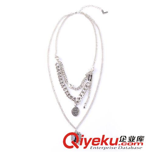 按材質 歐美外匯原單 潮流奢華鐵鏈水晶鑲鉆多重項鏈 小額混批 現貨供應