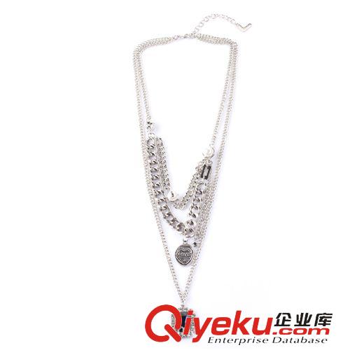 按材質 歐美外匯原單 潮流奢華鐵鏈水晶鑲鉆多重項鏈 小額混批 現貨供應