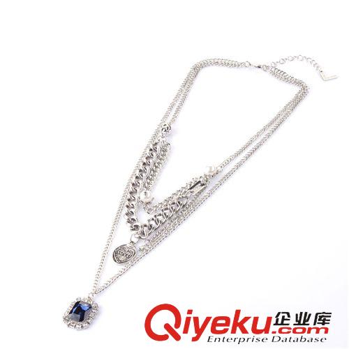 按材質 歐美外匯原單 潮流奢華鐵鏈水晶鑲鉆多重項鏈 小額混批 現貨供應