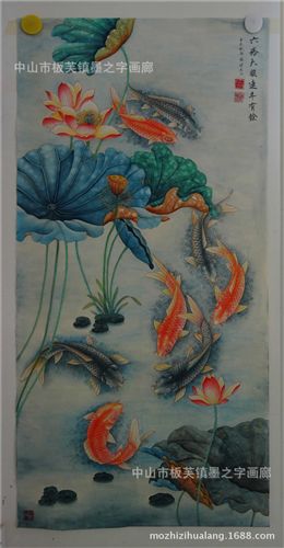 價(jià)格分類 純手繪國畫裝飾畫 八魚圖 中國字畫年畫定制批發(fā) 質(zhì)量保證