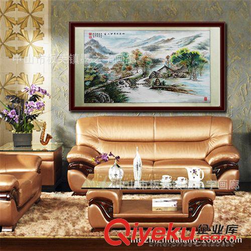 國(guó)畫 客廳國(guó)畫山水畫 裝飾畫 純手繪精美字畫批發(fā)定制 山清水秀伊人家原始圖片2