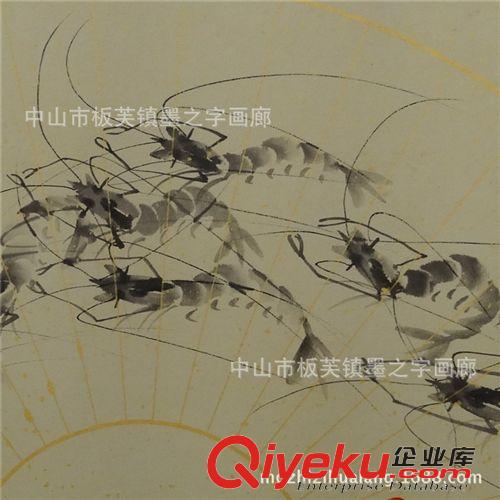 國(guó)畫(huà) 原創(chuàng)純手繪國(guó)畫(huà) 國(guó)畫(huà)蝦圖 扇子型國(guó)畫(huà) 批發(fā)訂制 家居裝飾畫(huà)原始圖片3