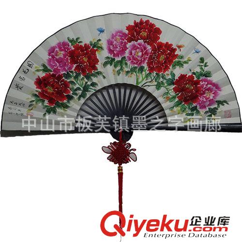 手繪折扇 家居個(gè)性裝飾擺飾 純手繪牡丹畫(huà)大掛扇 批發(fā)定制