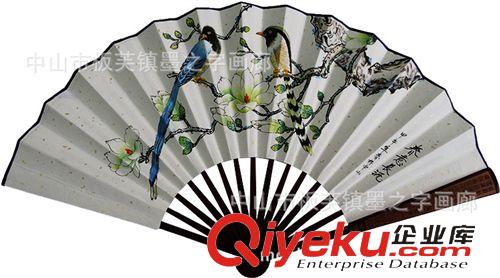 手繪折扇 純手繪國(guó)畫(huà)折扇定制 花鳥(niǎo)山水畫(huà)手工折扇 禮品扇 批發(fā)