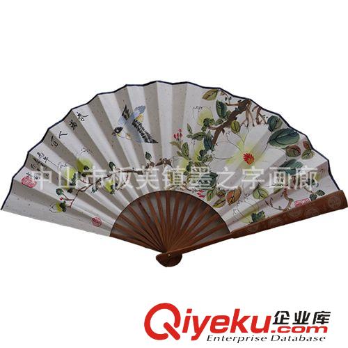 手繪折扇 手繪gd禮品國畫折扇 10寸書畫扇批發訂做 宣紙折扇