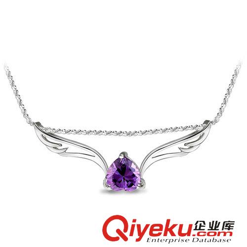 925純銀吊墜 金橘銀飾 925純銀飾品紫水晶項(xiàng)鏈 鎖骨鏈時(shí)尚吊墜天使翼送禮品 女