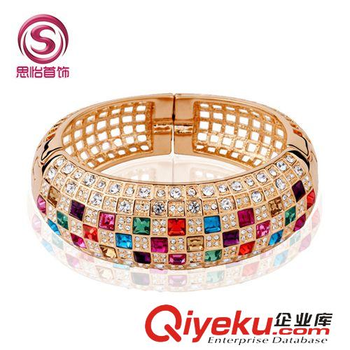 環保銅手鐲 金橘銀飾 復古歐美時尚 奧地利水晶手鐲飾品 女原始圖片3