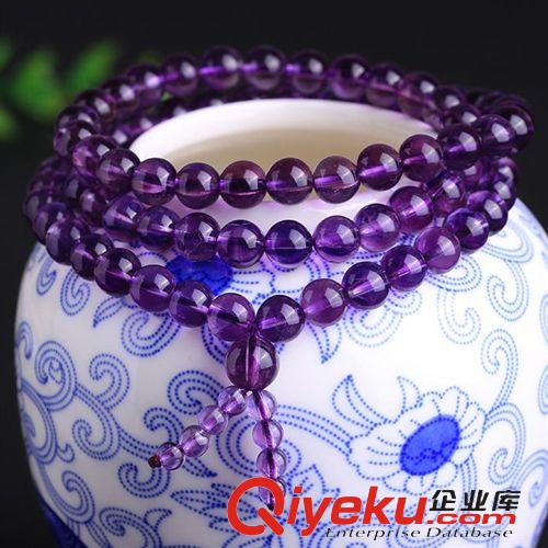 108佛珠 tr烏拉圭紫水晶手鏈女款紫晶多層多圈纏繞開運佛珠手串飾品