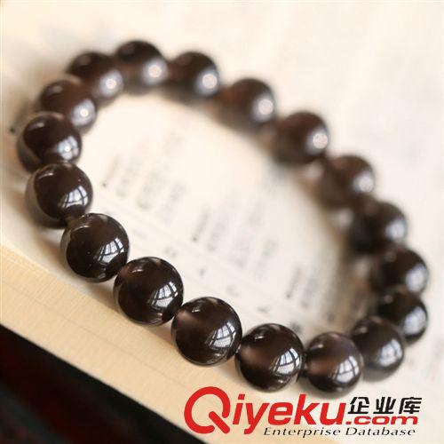 半寶石手鏈專區 【{dj2}新款】批發{ctr}5A級冰種黑曜石手鏈 招財辟邪 冰透潤澤