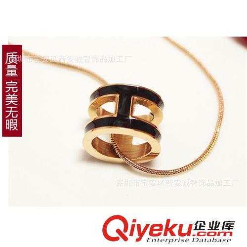 316鈦鋼 誠智飾品 鈦鋼鍍18K玫瑰金時尚項鏈字母H項鏈工廠批發(fā)代發(fā)1124040原始圖片2