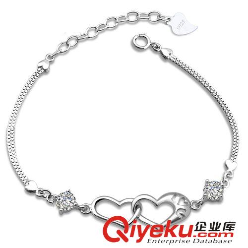 商品用途 新款韓版 銀飾 女款 925純銀心心相印手鏈 飾品生產(chǎn)廠家直銷