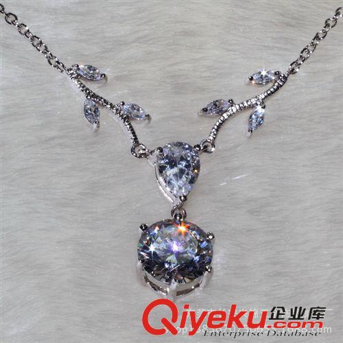 項鏈 外貿熱銷 鍍白金 銅材鋯石飾品 YN0597 簡約 新款 項鏈
