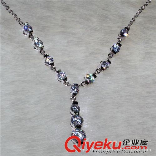 項鏈 外貿熱銷 鍍白金 銅材鋯石飾品 YN0597 簡約 新款 項鏈
