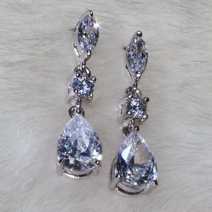 耳環(huán) 外貿(mào)熱銷 鍍白金 銅材鋯石飾品 YE4396 簡(jiǎn)約 水滴 新款 耳環(huán)