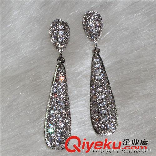 耳環 外貿熱銷 鍍白金 銅材鋯石飾品 YE3771 新款大小水滴 耳針式耳環