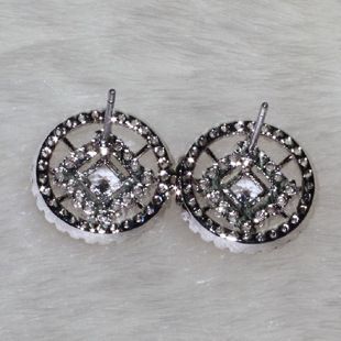 耳環(huán) 外貿(mào)熱銷 鍍白金 銅材鋯石飾品 YE4619 方與圓 簡(jiǎn)約 新款 耳環(huán)