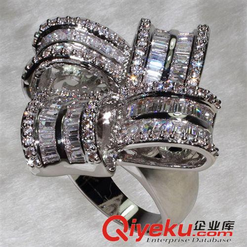 戒指 外貿(mào)熱銷 鍍白金銅材鋯石飾品 YR7156 夸張 戒可旋轉(zhuǎn) 戒指