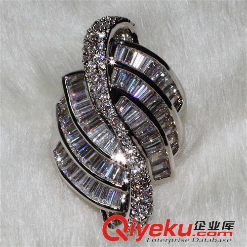 戒指 外貿熱銷 鍍白金銅材鋯石飾品 YR7156 夸張 戒可旋轉 戒指