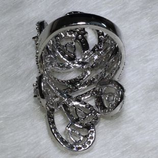 戒指 熱銷 鍍白金 環保銅材鋯石飾品 YR7024 新款 絢麗夸張線條 戒指