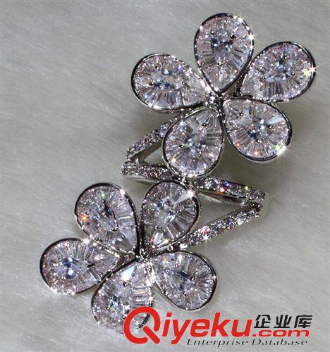 戒指 外貿(mào)熱銷 鍍白金銅材鋯石飾品 YR6772  夸張 花形 女戒指