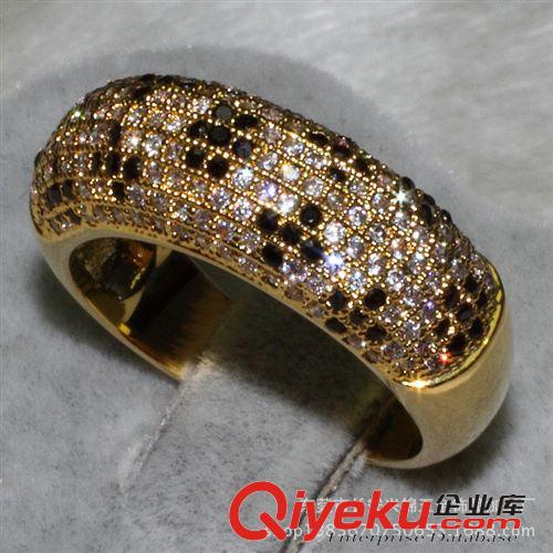 戒指 外貿(mào)熱銷 鍍黃金 銅材鋯石飾品 YR6485 新款簡約黑白配 女戒指