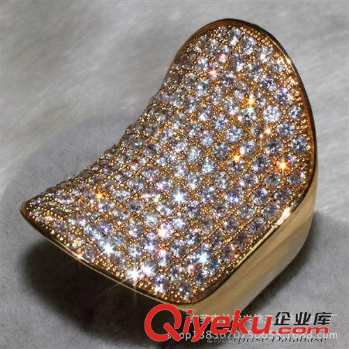 戒指 外貿(mào)熱銷 鍍黃金 銅材鋯石飾品 YR6588 新款奢華船形夸張 女戒指