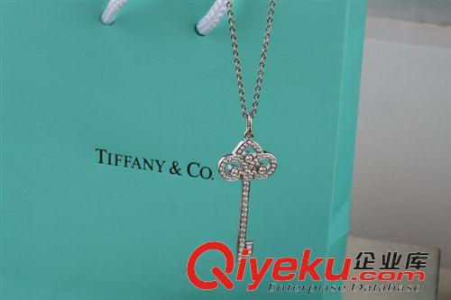 純銀仿真鉆飾品 S925純銀鍍鉑金鳶尾花鑰匙項鏈女吊墜 鑲仿真鉆石長款毛衣鏈飾品原始圖片3