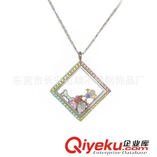 不銹鋼方形項(xiàng)墜 爆款！歐美316不銹鋼飾品鑲鉆不銹鋼316飾品批發(fā)