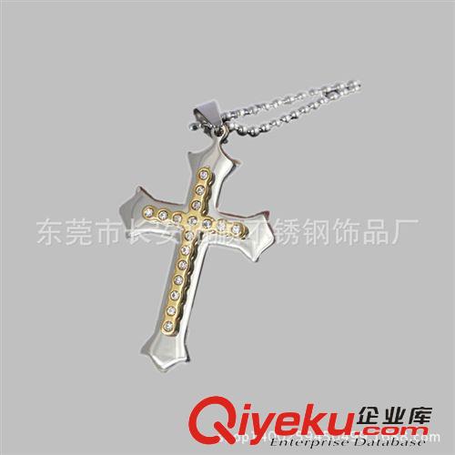 不銹鋼十字架項墜 鈦鋼吊墜 韓版時尚鑲鉆不銹鋼十字架吊墜 廠家批發(fā)