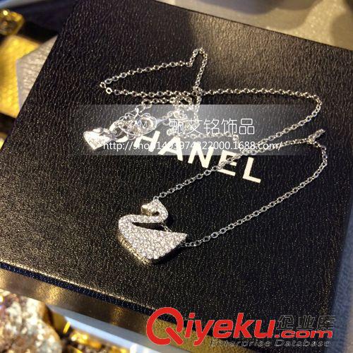 12月新品 s925純銀微鑲天鵝鎖骨鏈短鏈女款施家水鉆 廠家批包郵送包裝原始圖片2