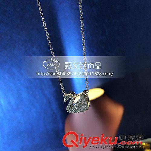 12月新品 s925純銀微鑲天鵝鎖骨鏈短鏈女款施家水鉆 廠家批包郵送包裝原始圖片3