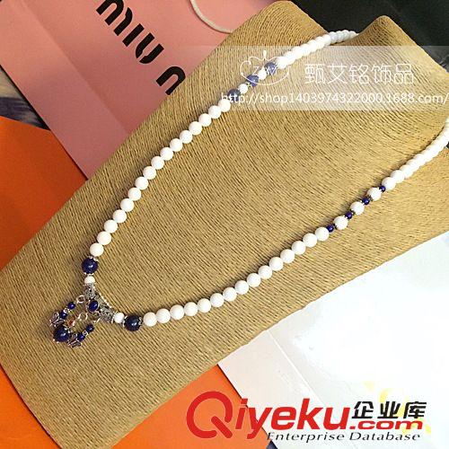 12月新品 tr硨磲925純銀青金石毛衣鏈度假實拍 民族風(fēng)長款毛衣鏈gd批發(fā)原始圖片2