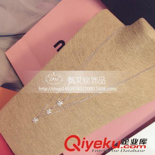 12月新品 s925純銀三層鏈子毛衣鏈花朵吊墜配飾 百搭韓版飾品廠家直批實(shí)拍原始圖片2