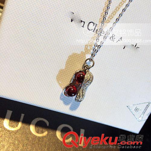 純銀飾品 s925純銀微鑲項鏈女水晶花生吊墜 gd銀飾鎖骨短款廠家批發混批