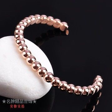 手鐲 歐洲站原版款式出口貨源 圓珠開口手鐲 鈦鋼18K玫瑰金手鐲批發