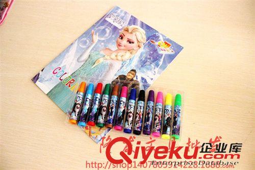    水彩筆套裝 冰雪奇緣文具套裝 12色水彩筆+填色本雪組合套裝 卡通文具原始圖片2