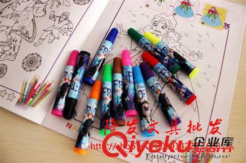    水彩筆套裝 冰雪奇緣文具套裝 12色水彩筆+填色本雪組合套裝 卡通文具原始圖片3