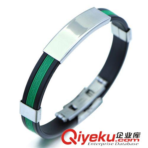 硅膠鈦鋼手鐲手鏈 韓版飾品批發 時尚新款首飾 廠價直銷 鈦鋼 黑色 硅膠手鐲PH800