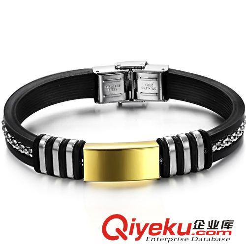 硅膠鈦鋼手鐲手鏈 韓版飾品批發(fā) 時尚新款首飾 精致 魅力男生 鈦鋼硅膠手鐲PH803金