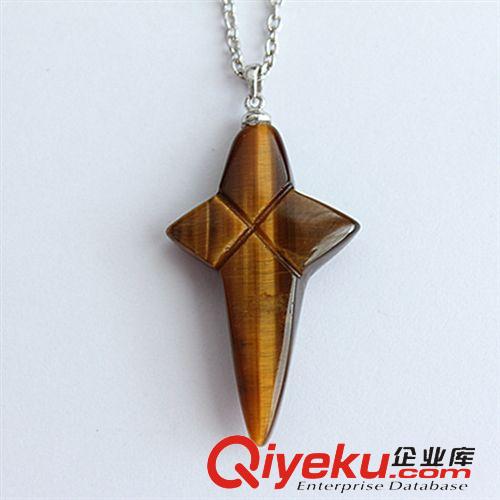 DZHYS虎眼石吊墜 廠家直銷吊墜批發十字形虎眼石吊墜 純銀首飾加工 tr水晶加工廠