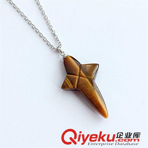 DZHYS虎眼石吊墜 廠家直銷吊墜批發十字形虎眼石吊墜 純銀首飾加工 tr水晶加工廠