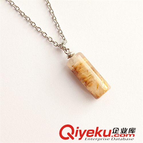 DZJFJ金發晶吊墜 廠家直銷吊墜批發 長方形金發晶吊墜 歐美新款項鏈 首飾加工廠