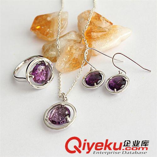 DZJFJ金發晶吊墜 廠家直銷吊墜套裝批發 壓電紫水晶套裝 歐美新款吊墜套裝系列