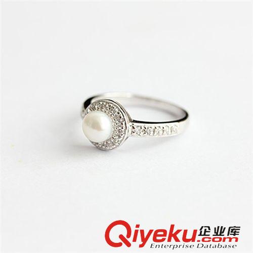 DZJFJ金發晶吊墜 廠家直銷戒指批發 6mm淡水珍珠 戒指 歐美新款戒指 女戒