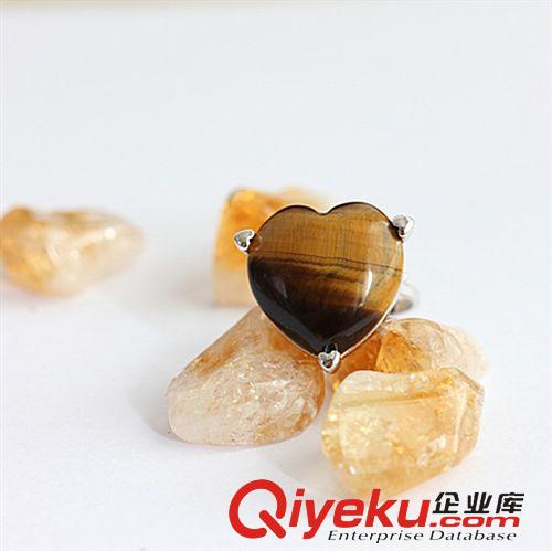 天山雪玉10mm 心形925純銀虎眼石tr水晶戒指銀飾韓版純銀指環(huán)首飾