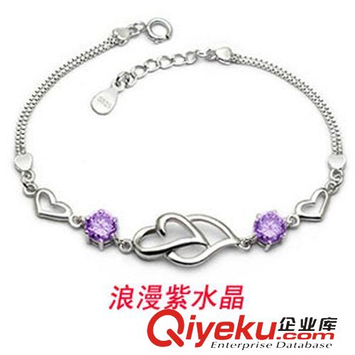 S925純銀系列 女款手鏈飾品批發(fā) 韓版純銀手鏈 心相連 圣誕節(jié)禮物925銀手鏈正品